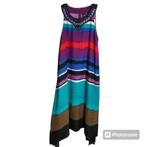 Rafaela Beaded Scoop Neckline Lightweight Flowy Sharkbite hem Sleeveless Dress 6